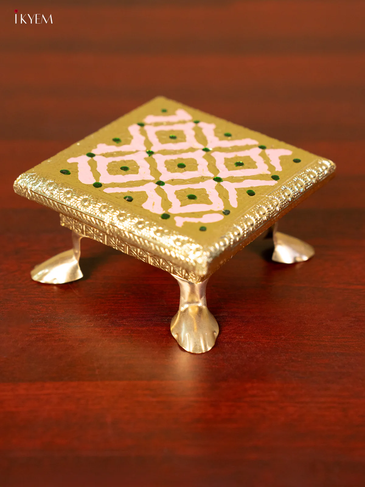 Pink Wooden Bajot With Meenakari Design - KC11118