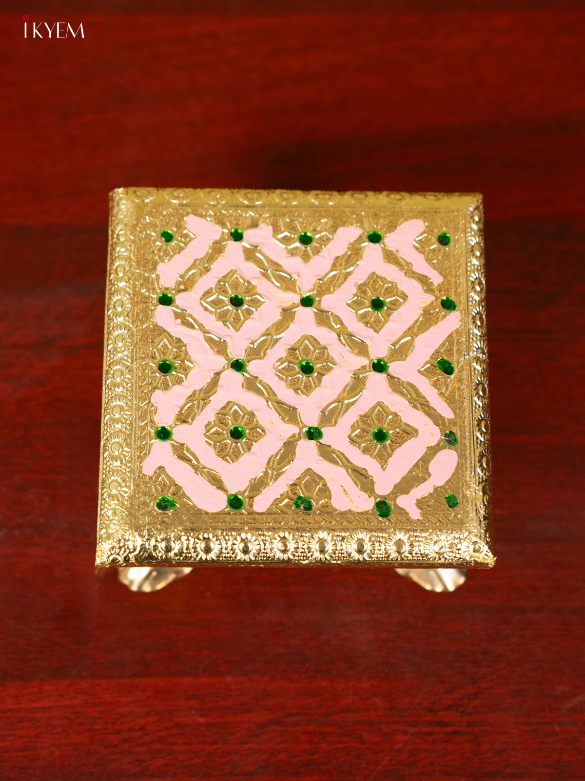 Pink Wooden Bajot With Meenakari Design - KC11118 - Image 2