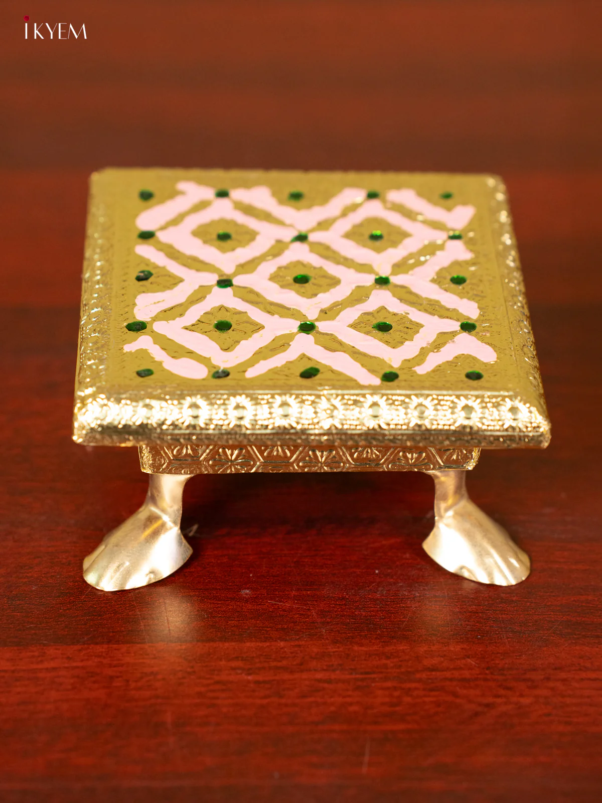 Pink Wooden Bajot With Meenakari Design - KC11118 - Image 3