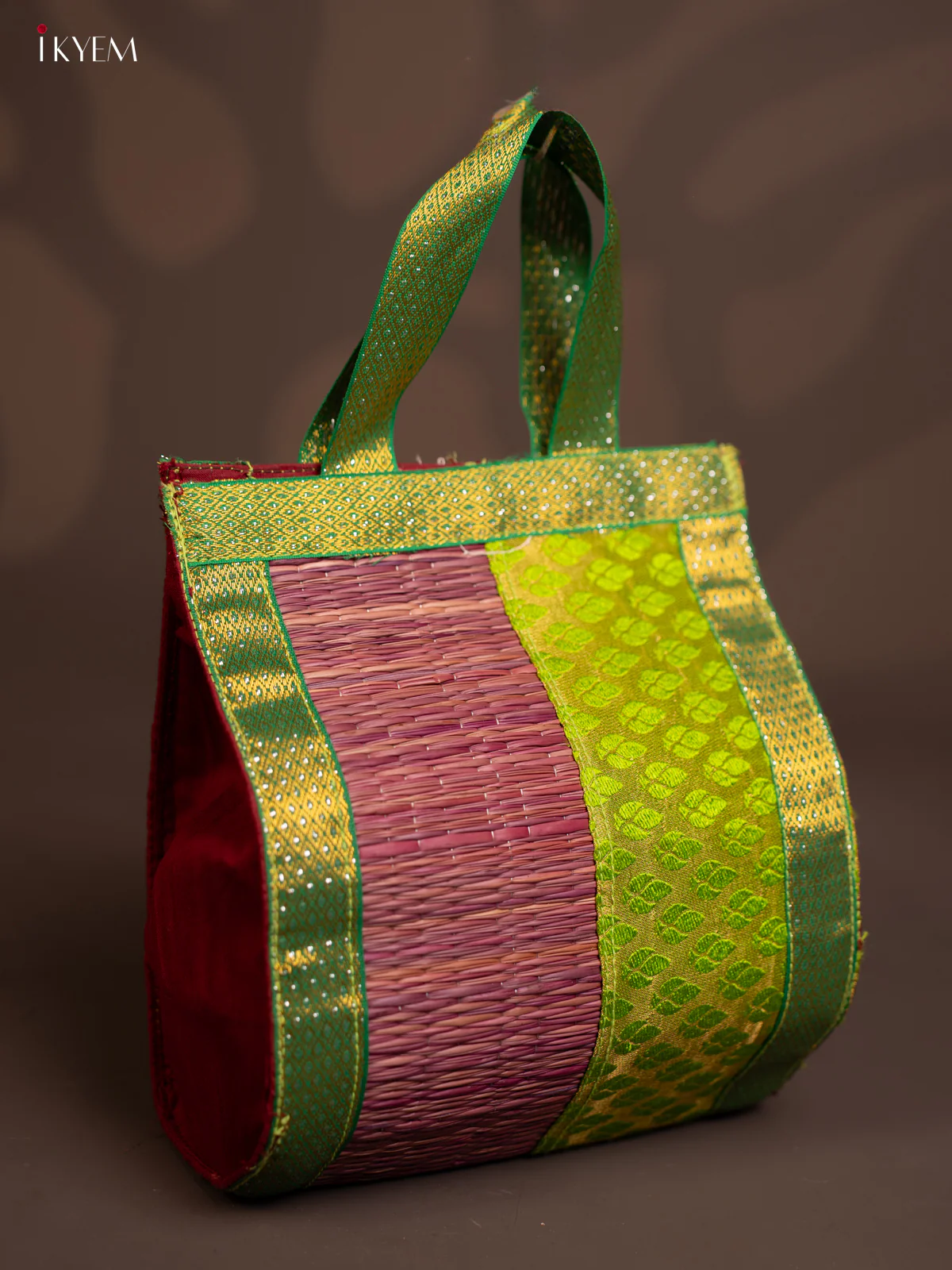 PURPLE & GREEN Raw Silk with Korai Handbag - KE10153 - Image 2