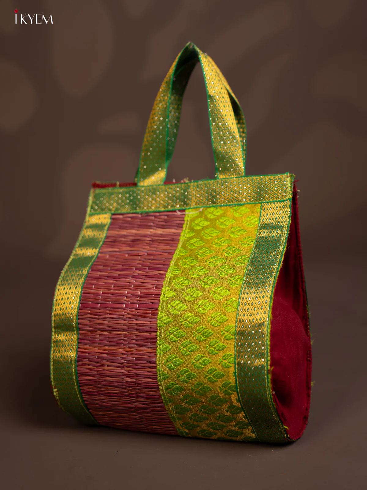 PURPLE & GREEN Raw Silk with Korai Handbag - KE10153 - Image 3