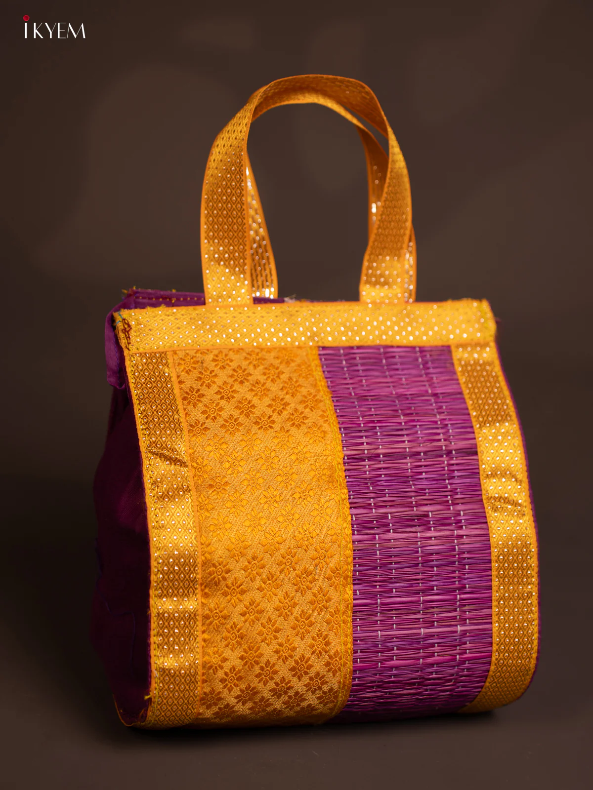 PURPLE & YELLOW Raw Silk with Korai Handbag - KE10149 - Image 2