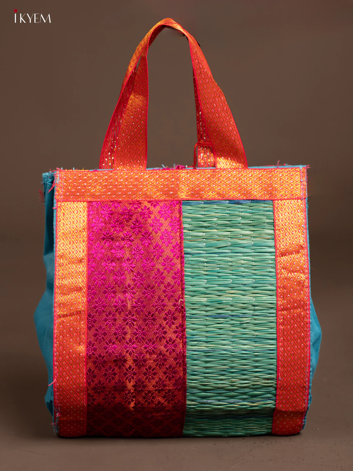 PURPLE & YELLOW Raw Silk with Korai Handbag - KE10149 - Image 4