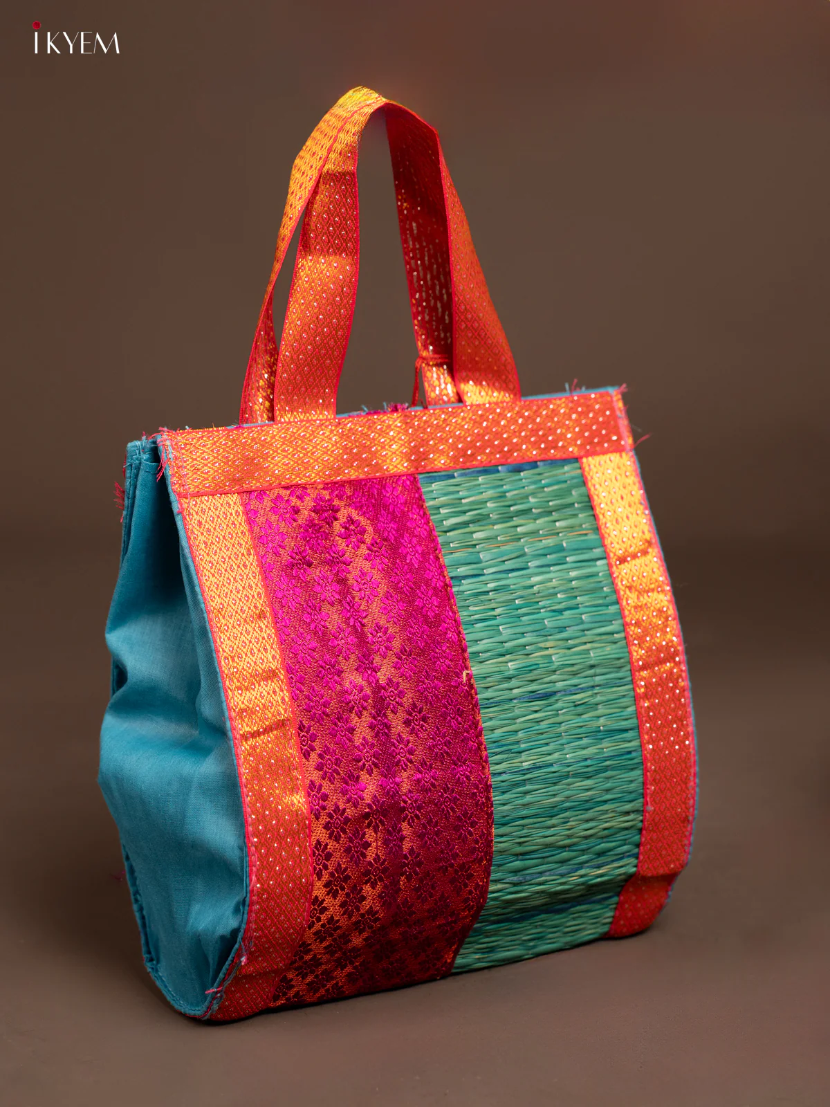 PURPLE & YELLOW Raw Silk with Korai Handbag - KE10149 - Image 5