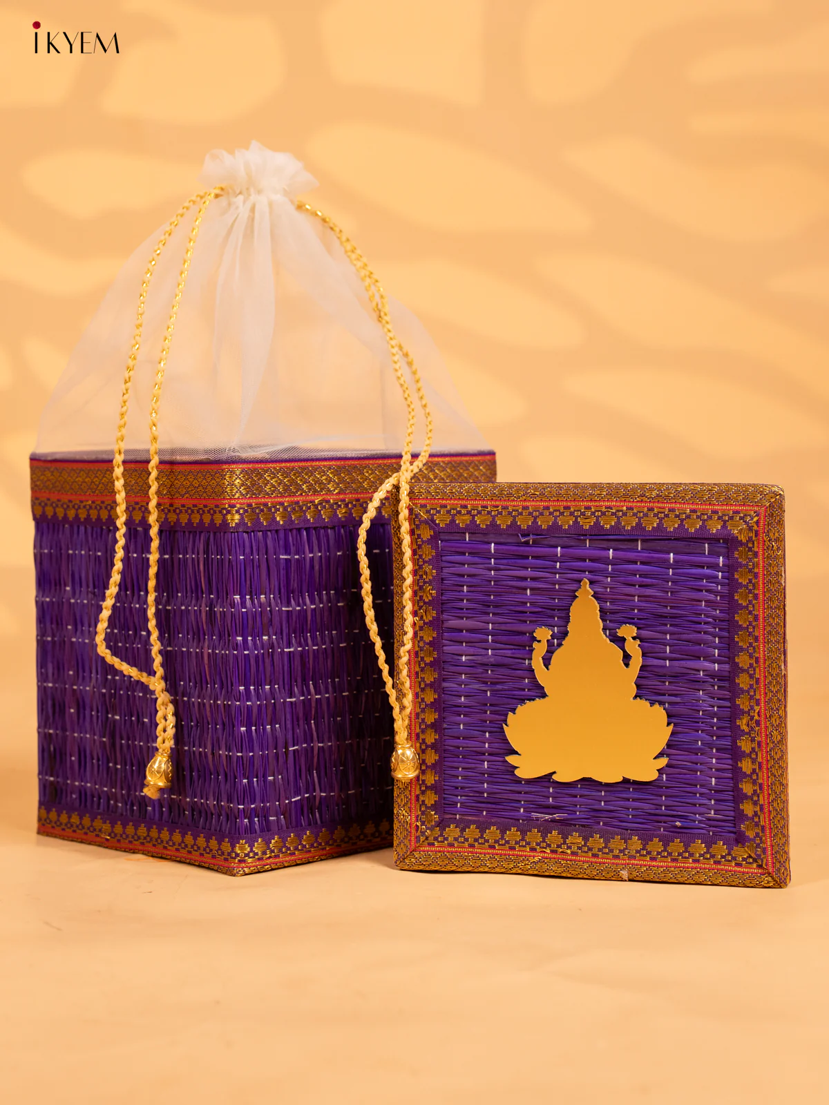 Purple Korai Gift Box with Net Potli - KB17139 - Image 2