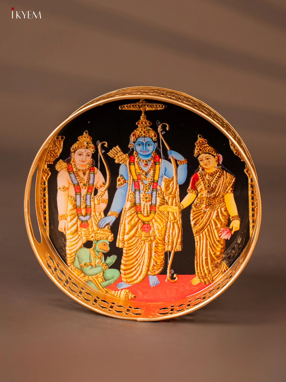 Divine Ram, Seetha & Lakshman With Hanuman Printed Metal Tray - KH05139