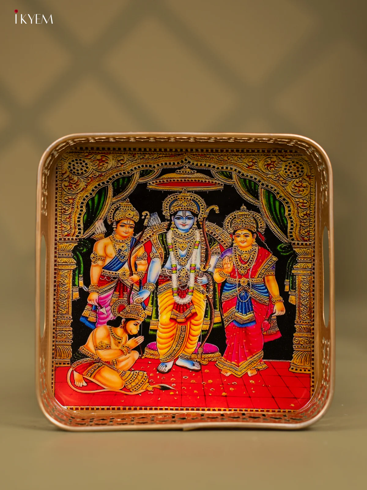 Rama pattabishegam Printed Square Metal tray - 8 Inch - KF24215