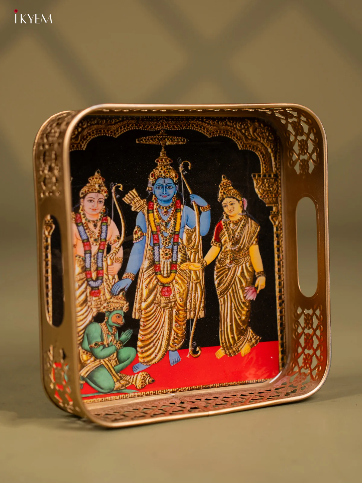 Rama pattabishegam Printed Square Metal tray - 8 Inch - KF24216 - Image 2