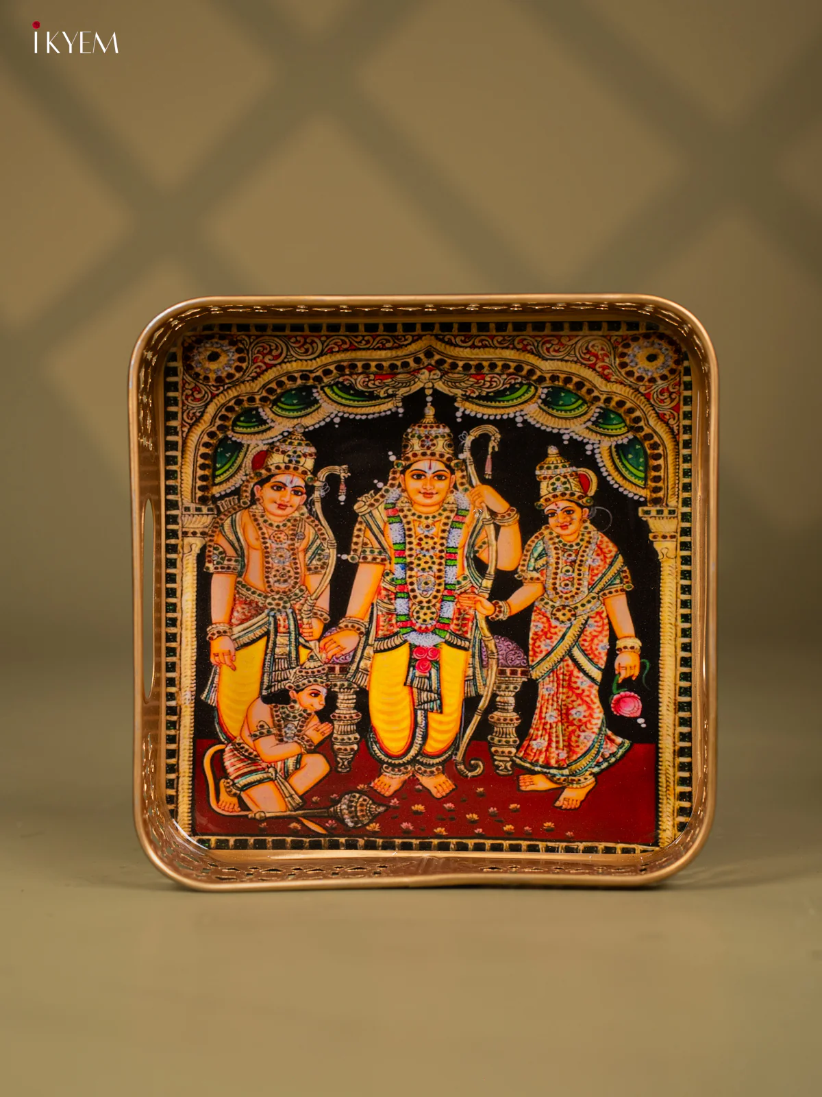 Rama pattabishegam Printed Square Metal tray - 8 inch- KF24217