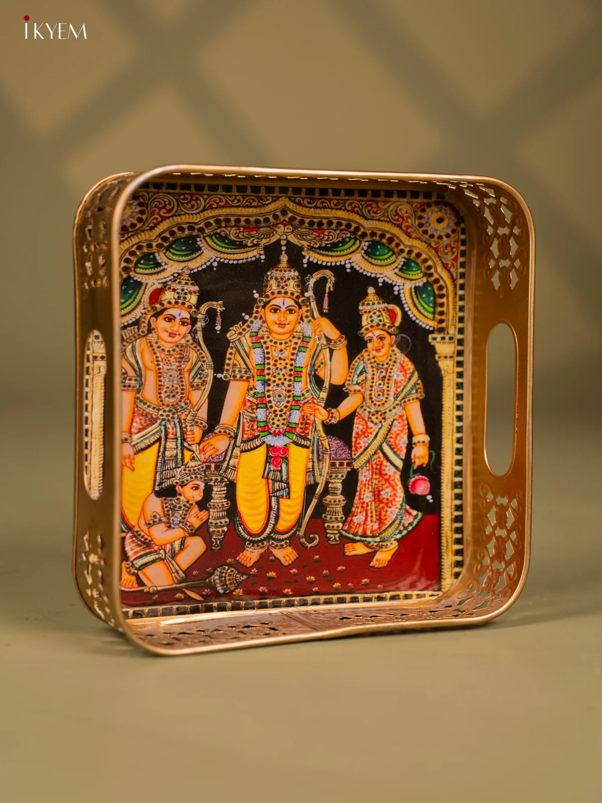 Rama pattabishegam Printed Square Metal tray - 8 inch- KF24217 - Image 2