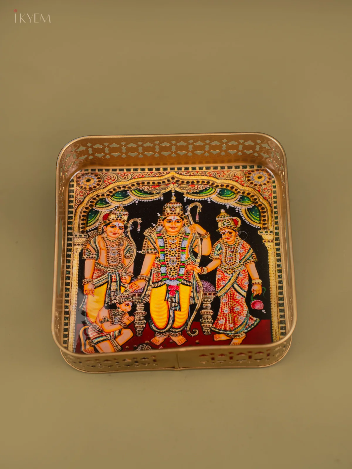 Rama pattabishegam Printed Square Metal tray - 8 inch- KF24217 - Image 3
