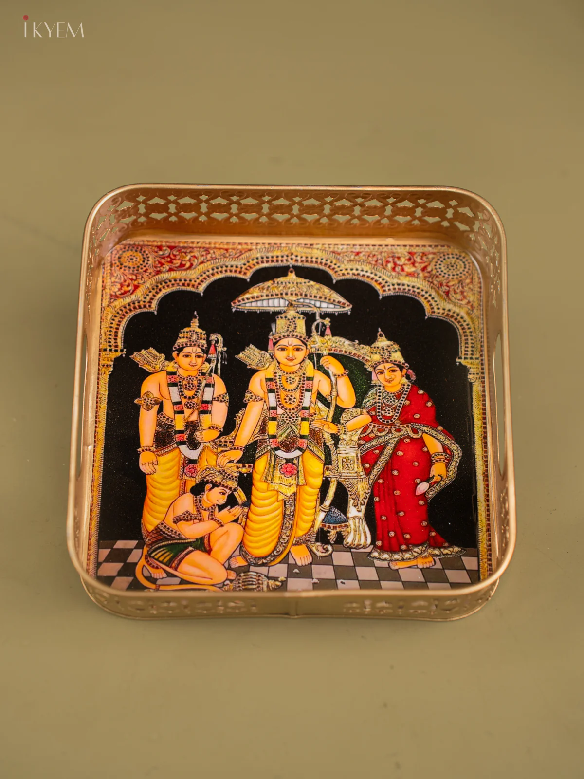 Rama pattabishegam Printed Square Metal tray- 8 Inch - KF24218 - Image 4