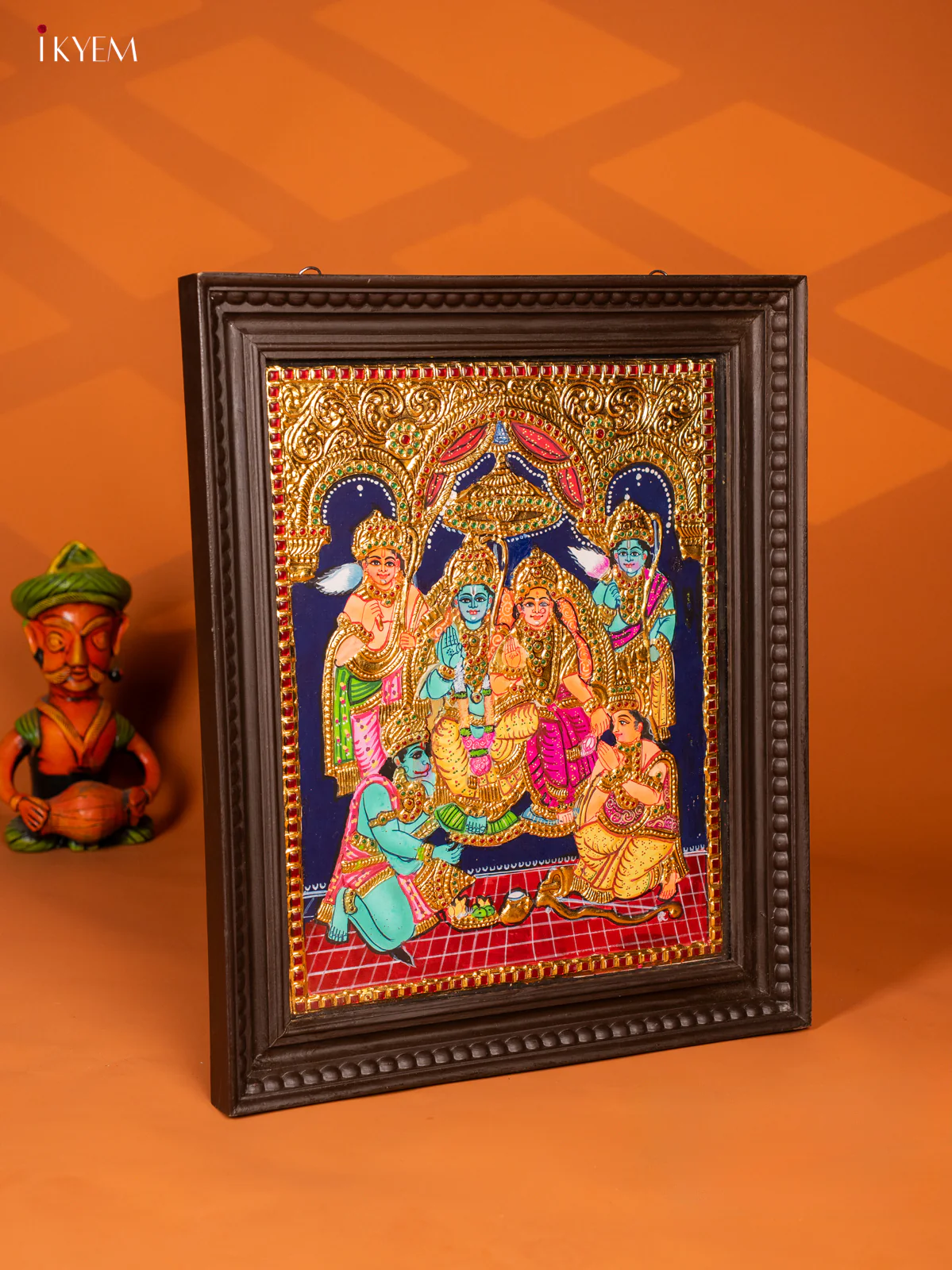 Ramar Pattabhishekam Tanjore Painting With Teakwood Frame - KF06116 - Image 3