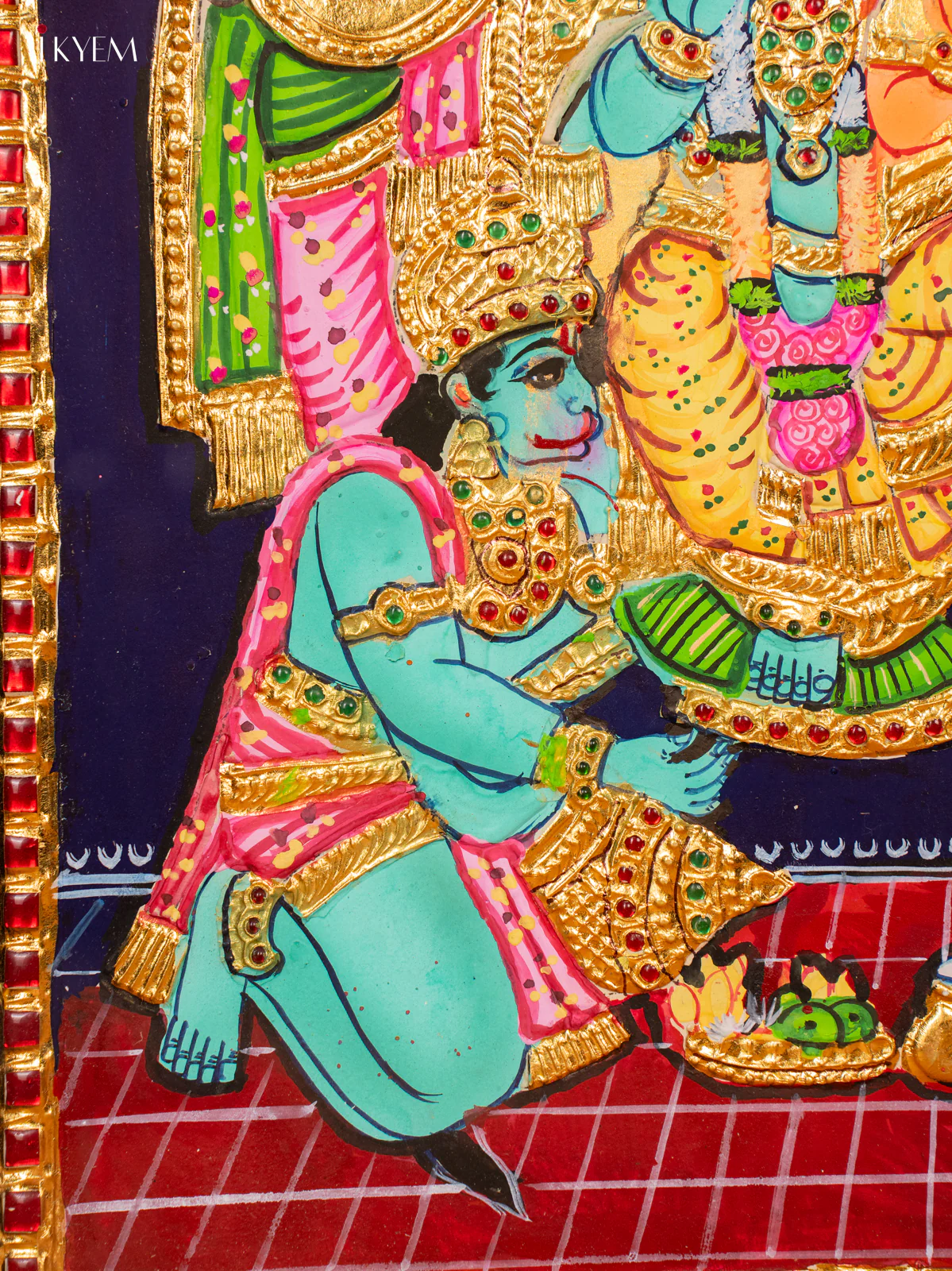 Ramar Pattabhishekam Tanjore Painting With Teakwood Frame - KF06116 - Image 4