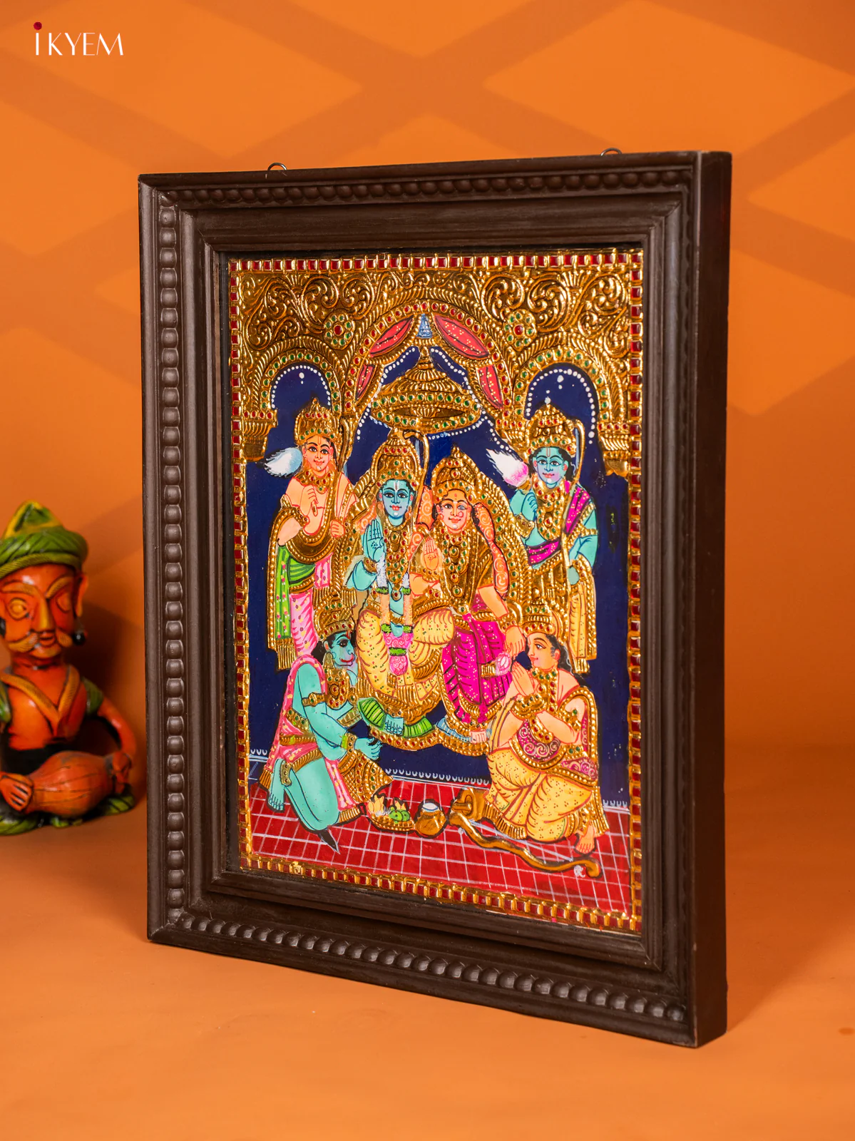 Ramar Pattabhishekam Tanjore Painting With Teakwood Frame - KF06116 - Image 5