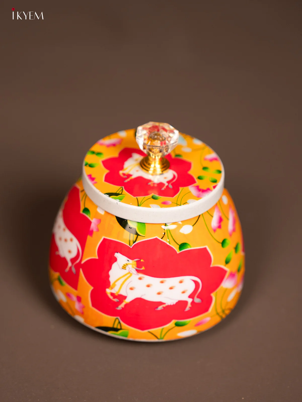 Pichwai Cow Printed Red & Orange Dry Fruits Jars - KF21158