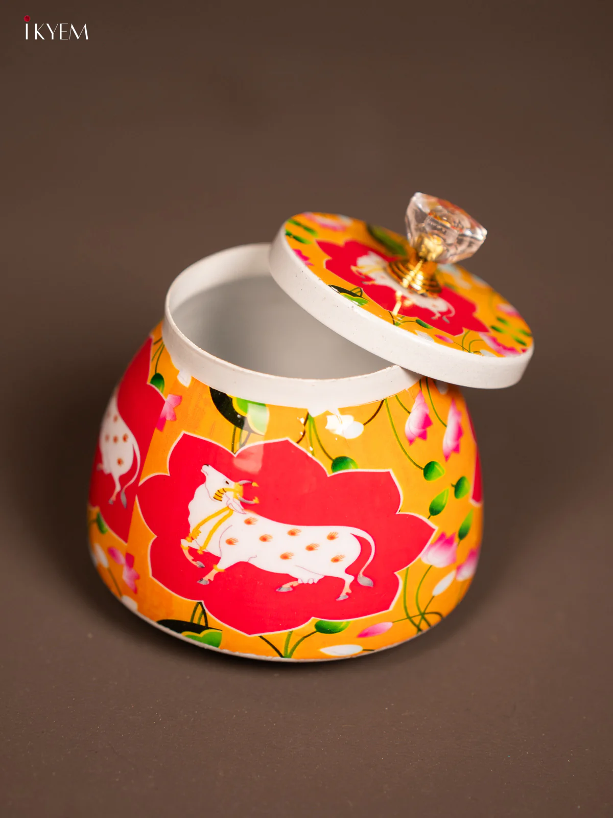 Pichwai Cow Printed Red & Orange Dry Fruits Jars - KF21158 - Image 3