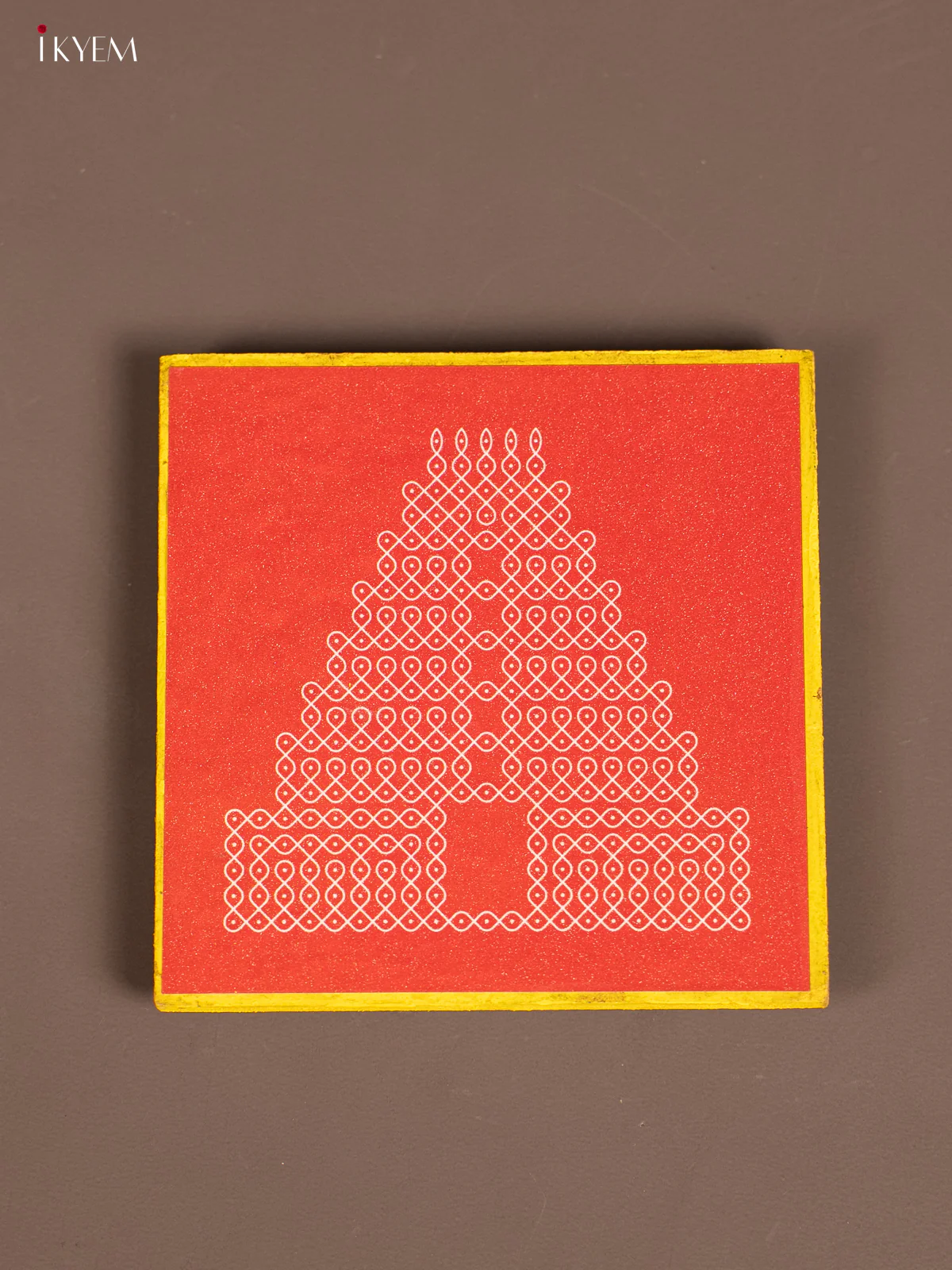 Red & Yellow Wooden Kolam Manai - KE29159