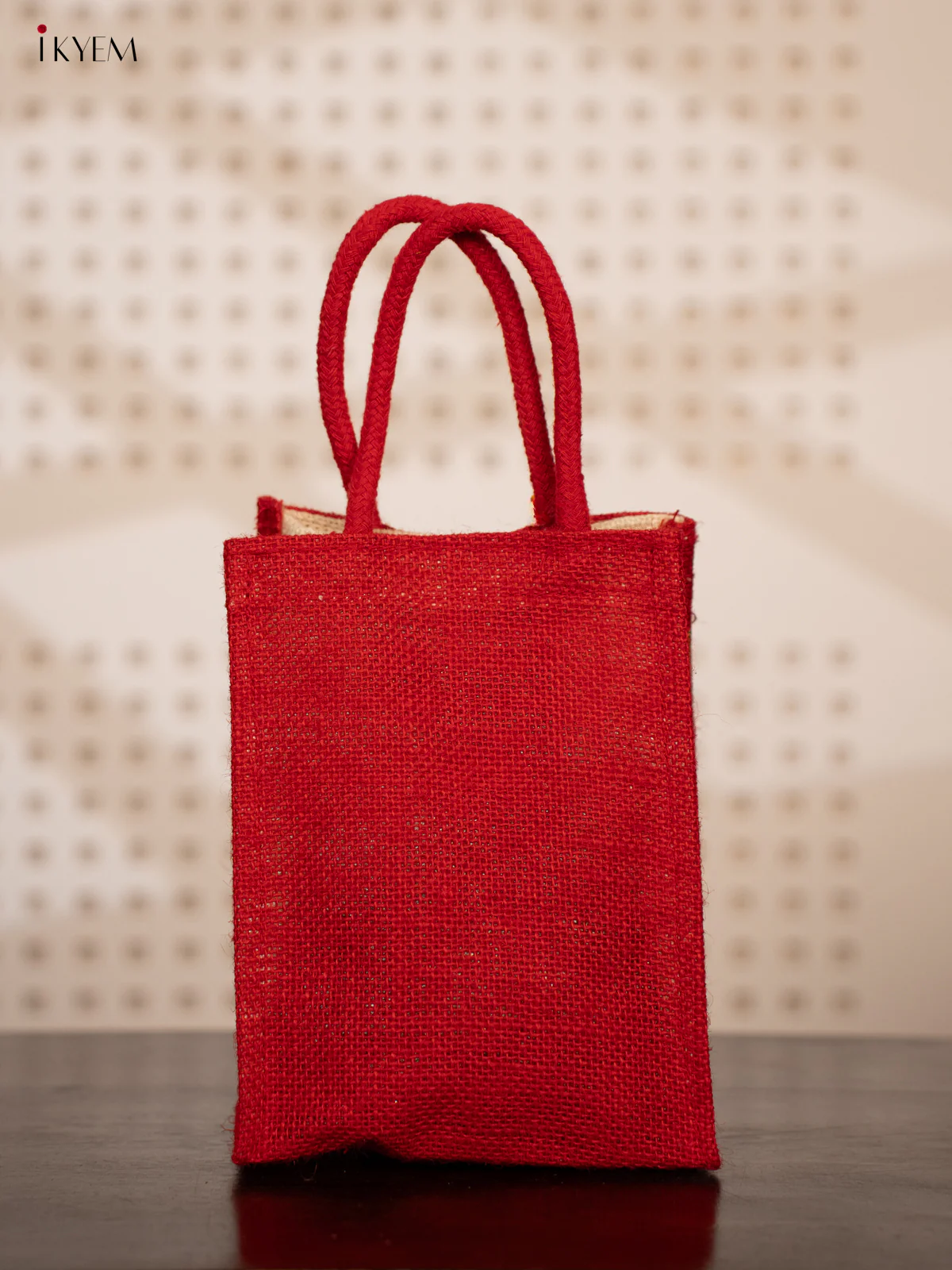 Red Jute Bags for Return Gifts with Kolam Prints and Zari Accents - KE21116 - Image 4