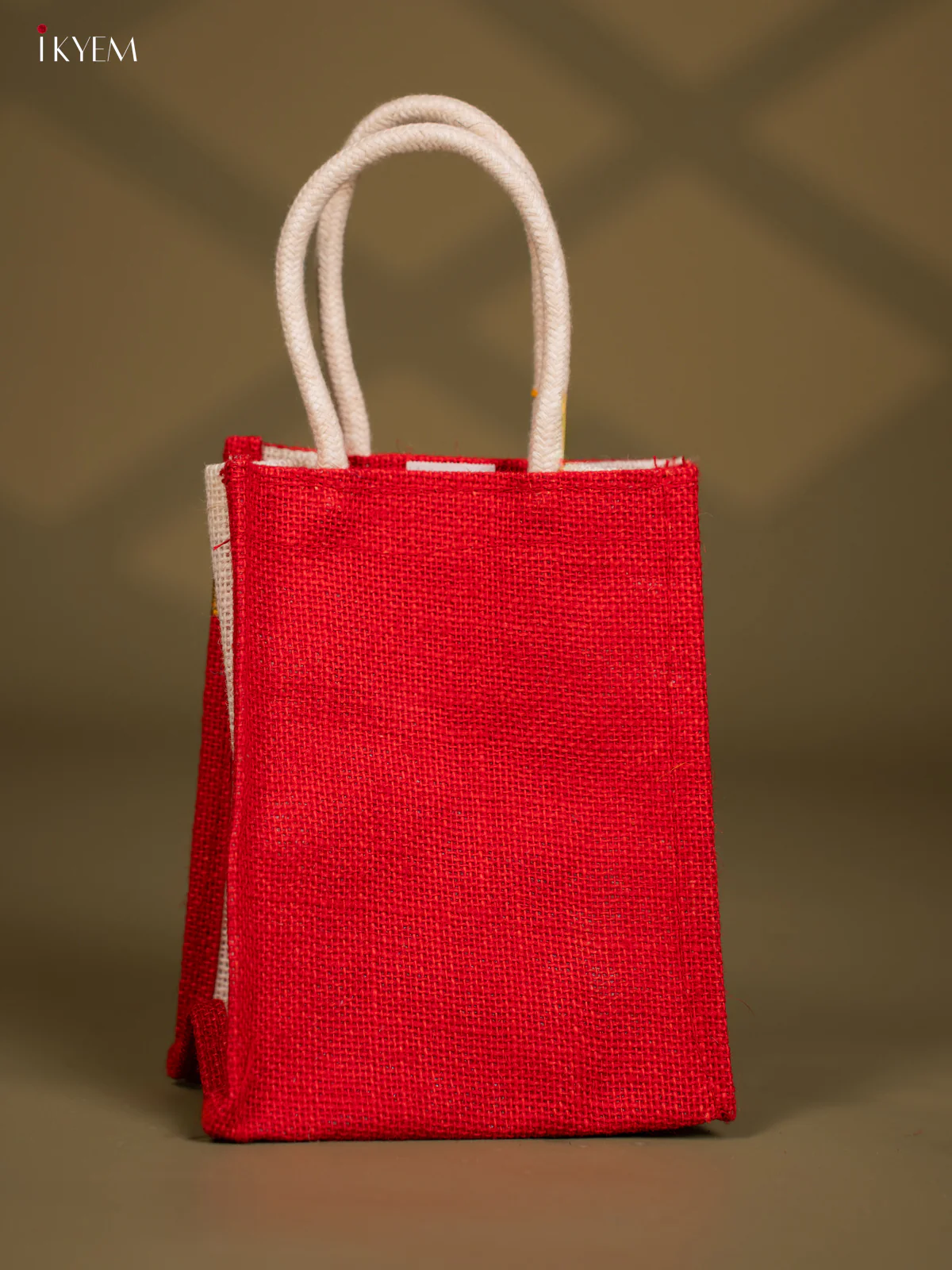 Vibrant Red Maa Durga Printed Jute Bags - 8 Inch - KG08115 - Image 4