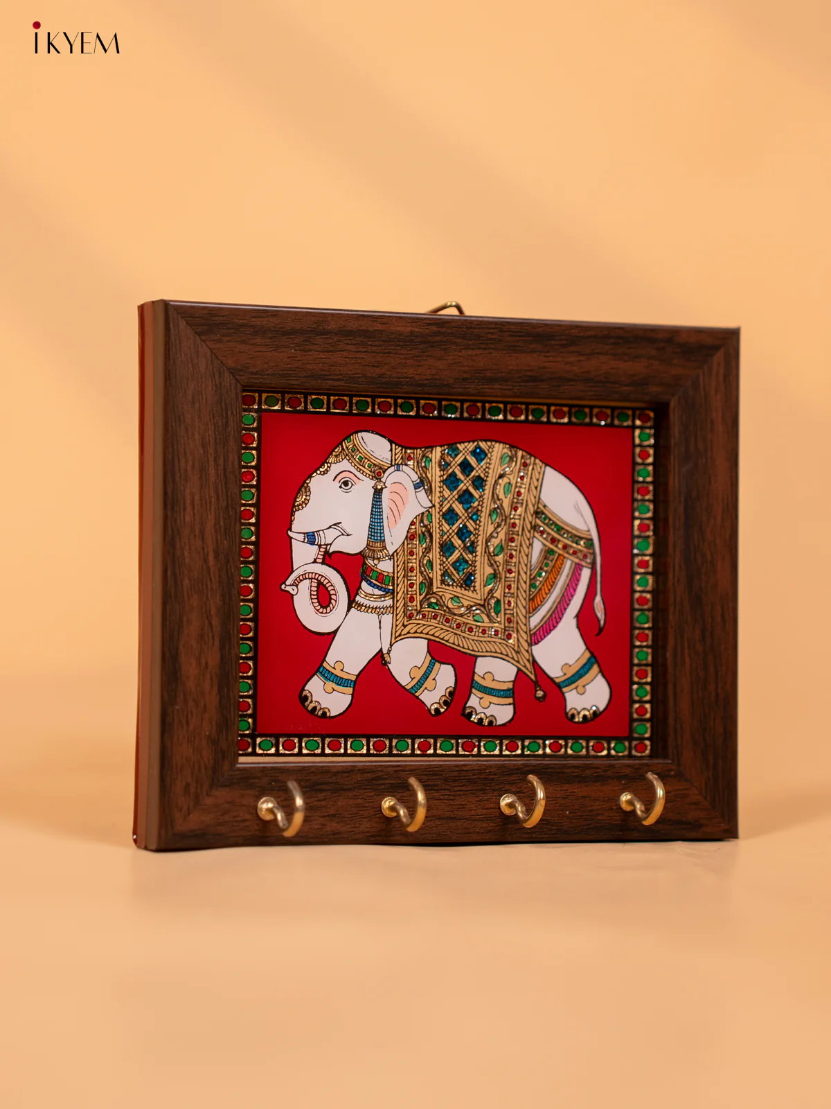 Reverse Glass Painted Keyhanger Elephant - red - (5x6) Inches - KD15118 - Image 2