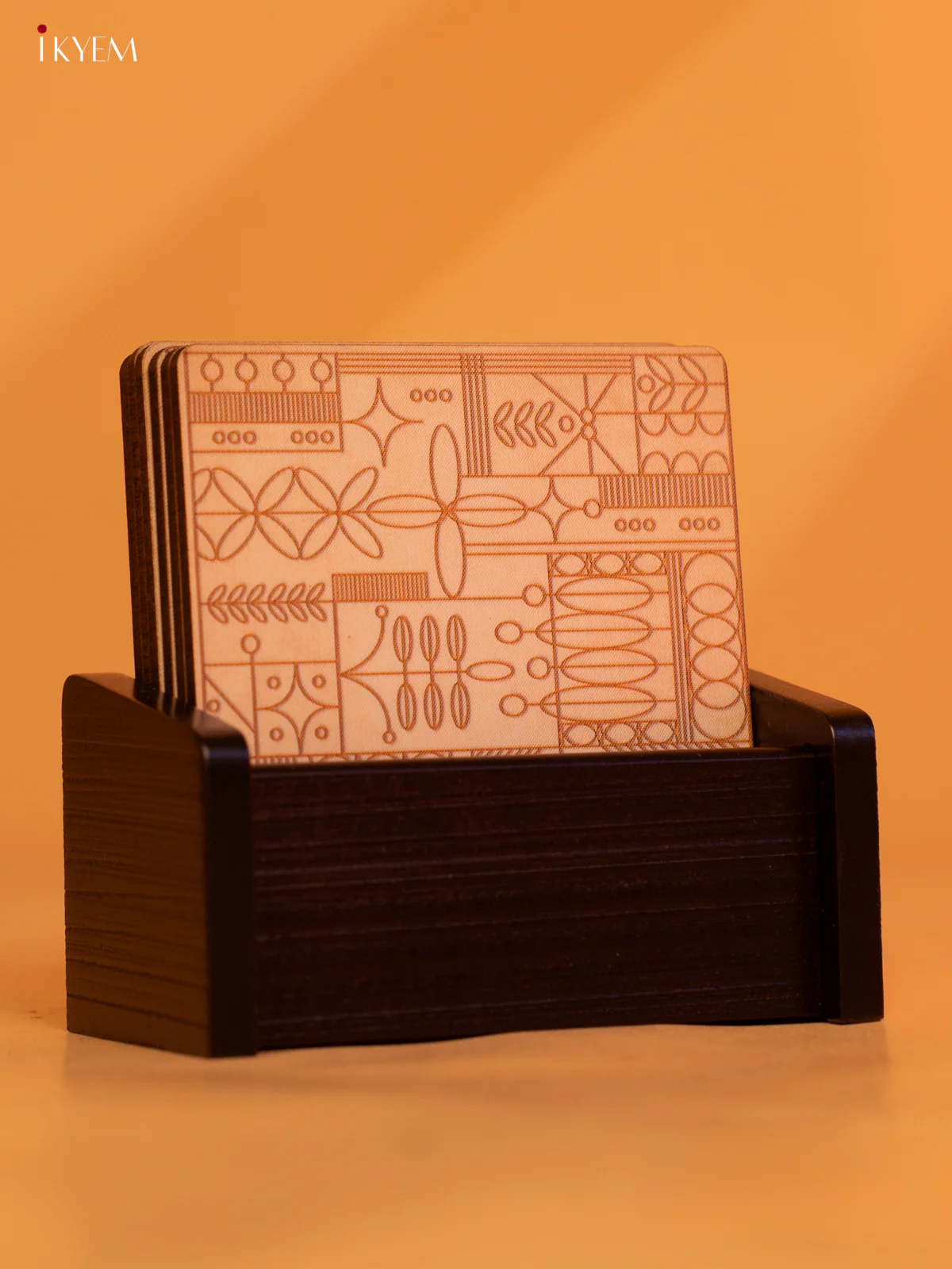 Geometric Prints Wooden Coaster Set of 6 - 4 Inch - KL18142