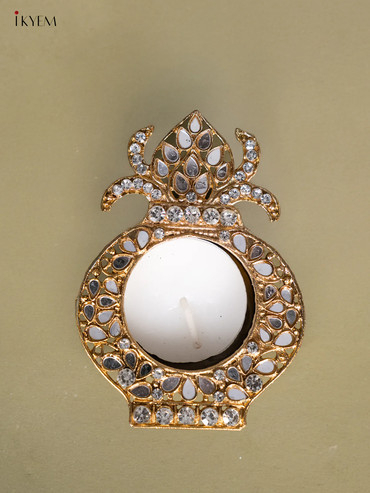 Divine Kalash shaped Set Of 2 T Light Candle Holder with Mirror work - KI14127 - Image 4