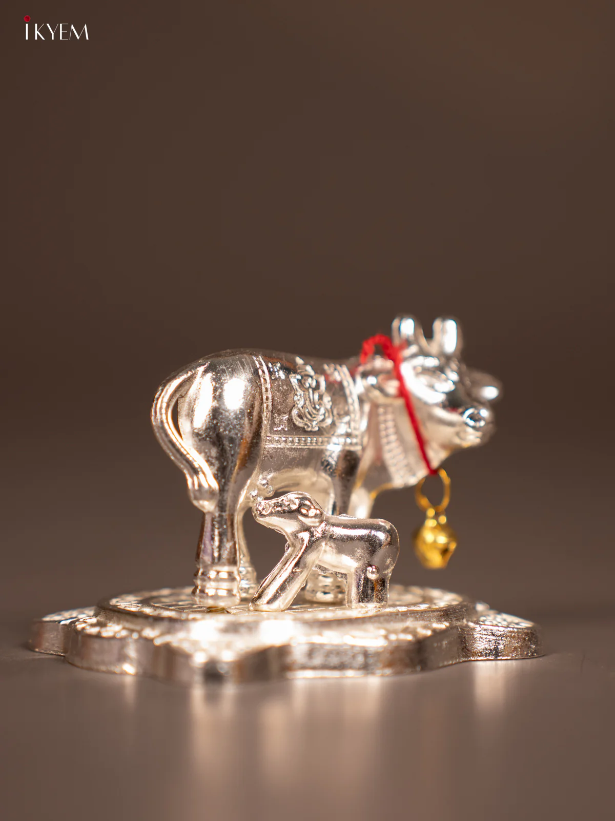Silver Plated Cow & Calf Idol - KE29118 - Image 3