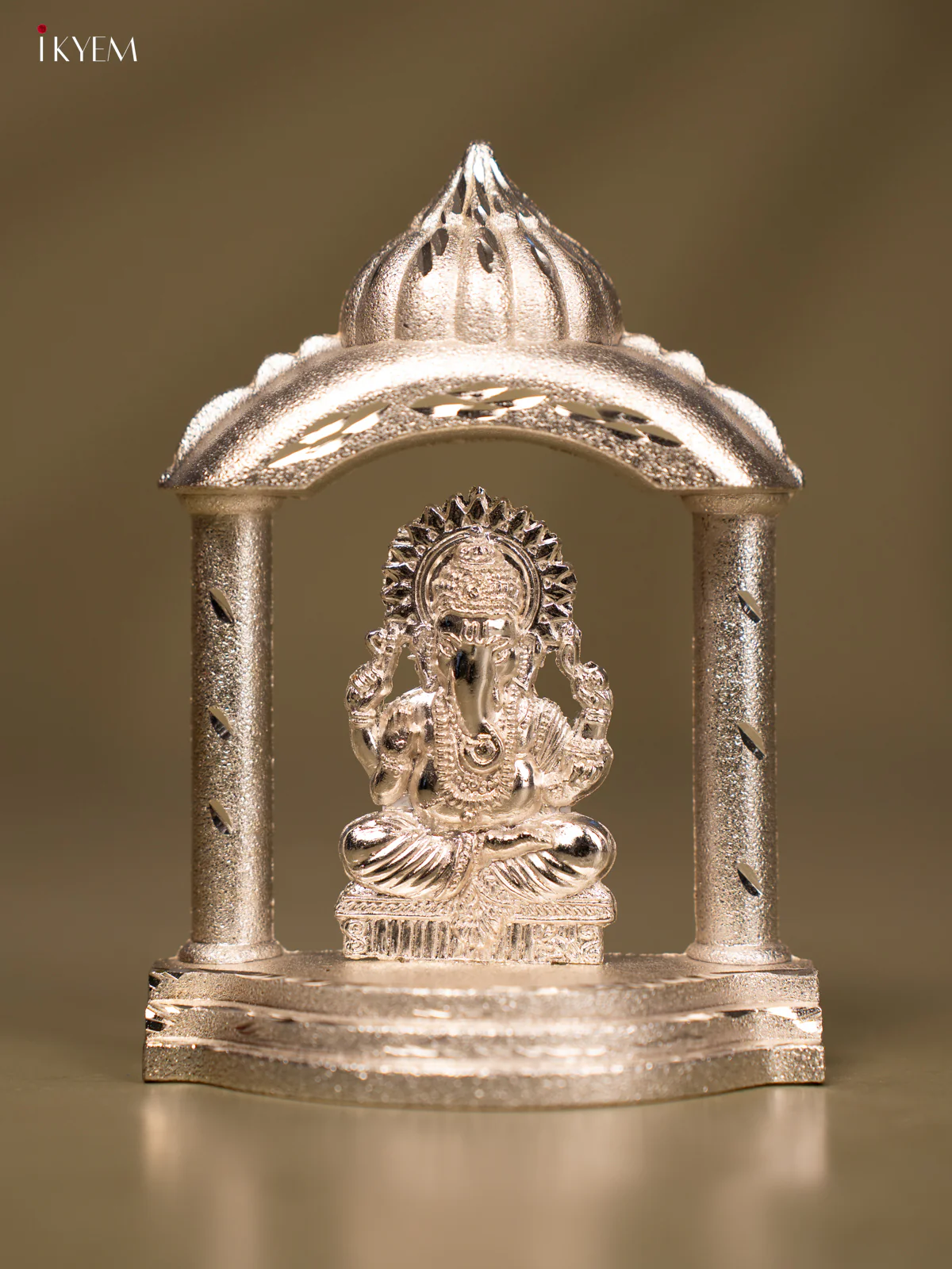 Divine Silver Plated Ganesha in Temple Frame - KG15119