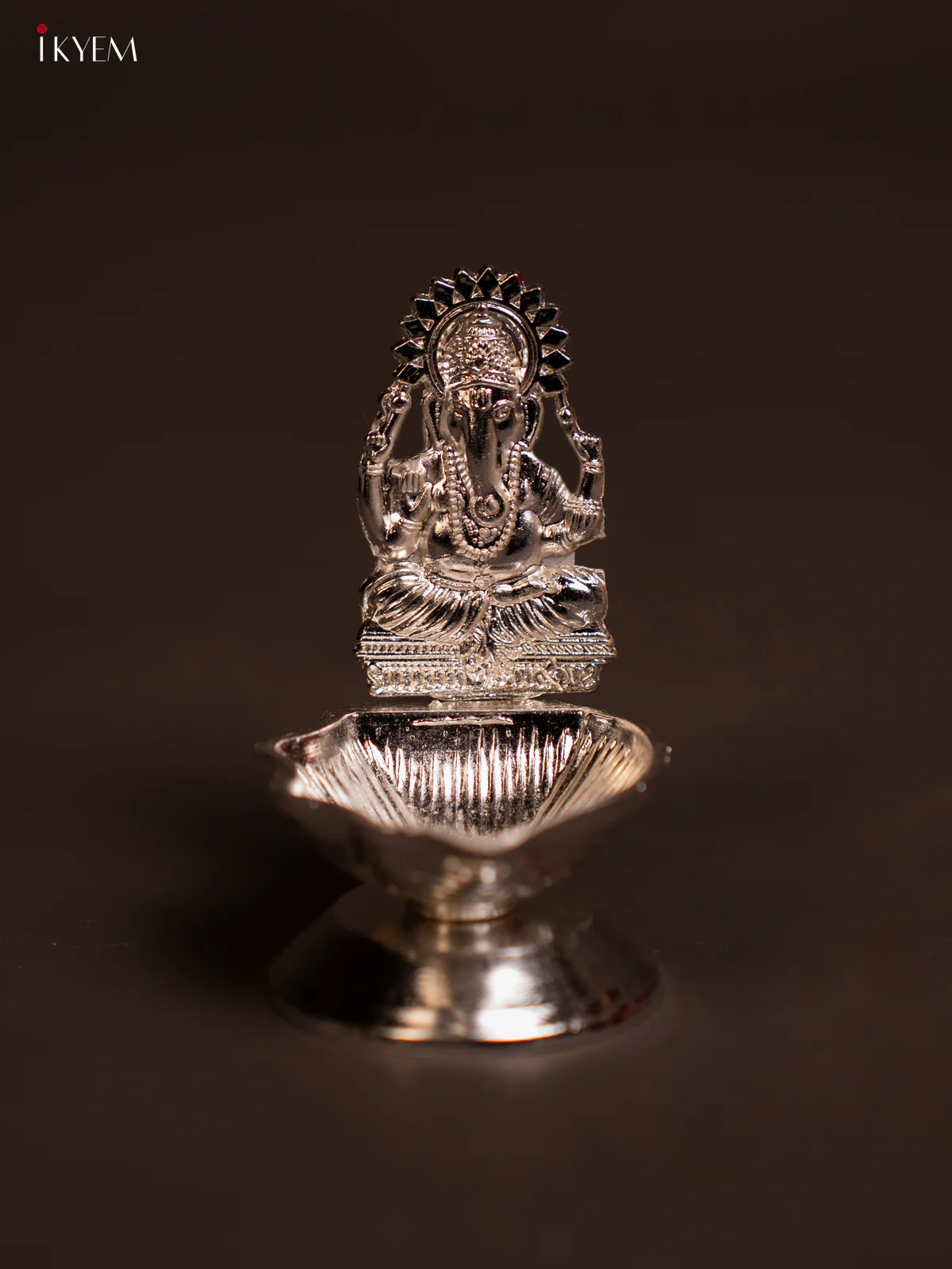 Silver Plated Ganesha Lamp - Pooja Article - KE03115