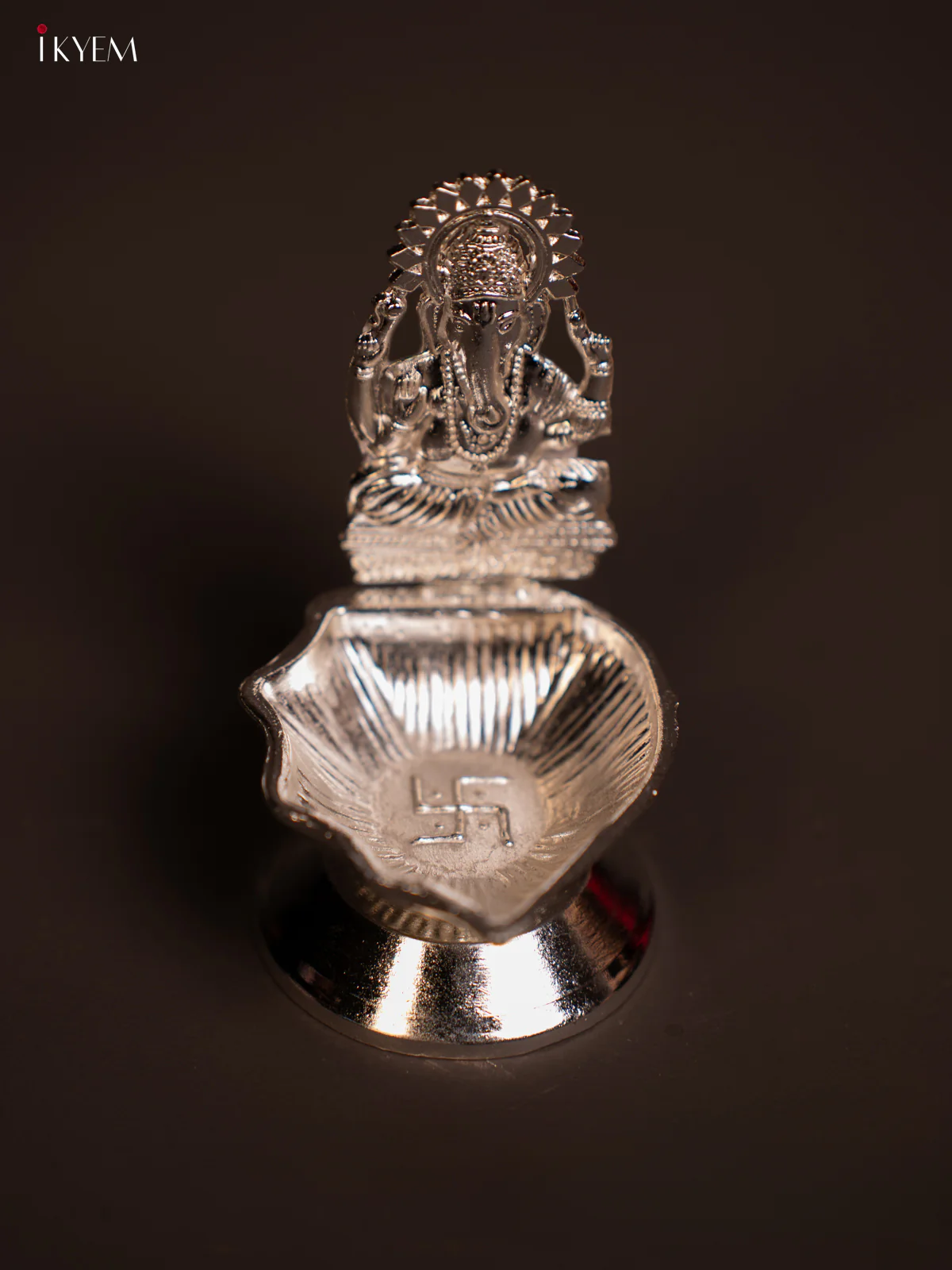 Silver Plated Ganesha Lamp - Pooja Article - KE03115 - Image 2