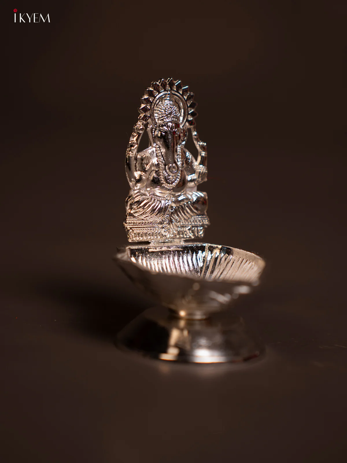 Silver Plated Ganesha Lamp - Pooja Article - KE03115 - Image 3