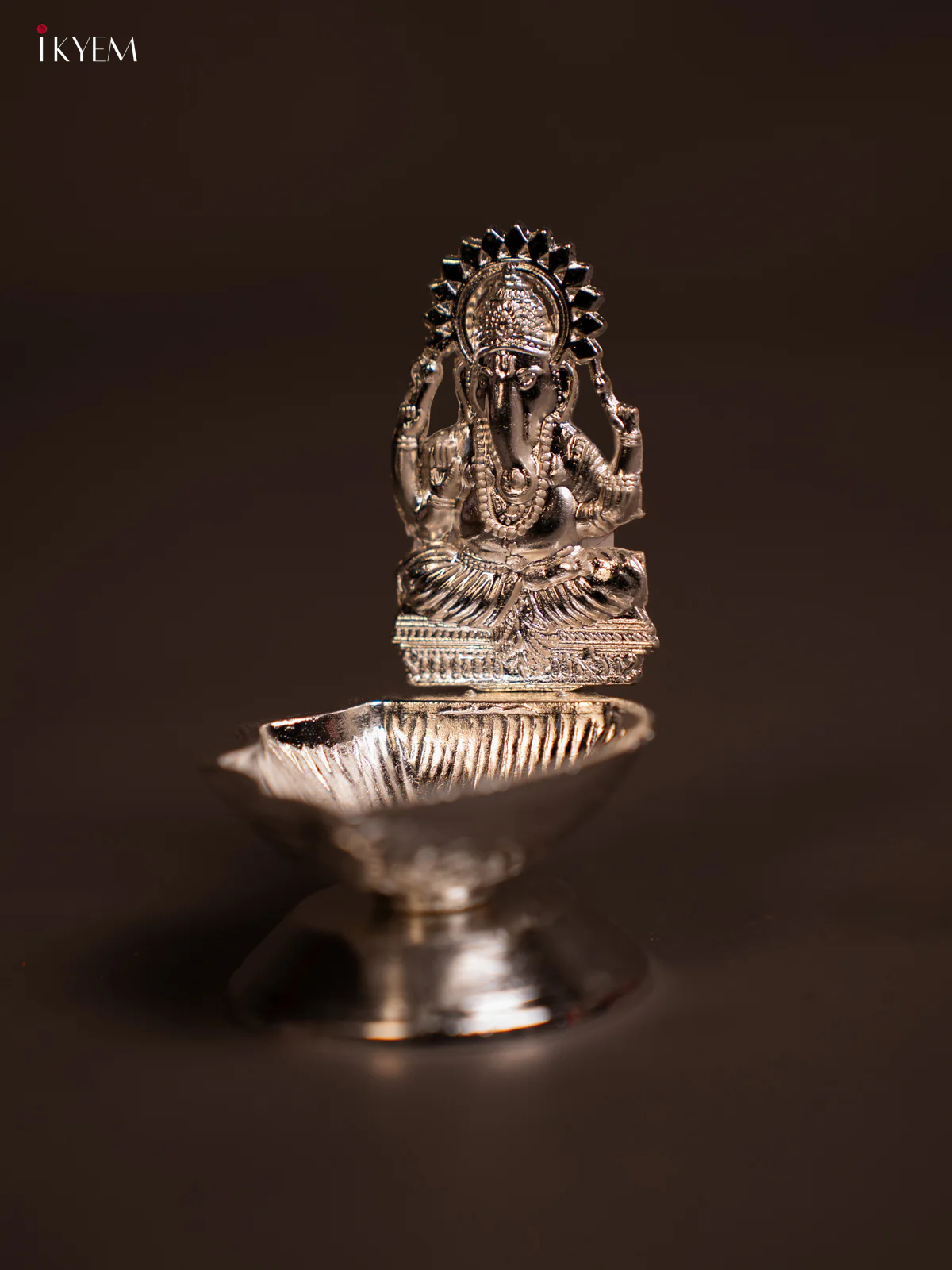 Silver Plated Ganesha Lamp - Pooja Article - KE03115 - Image 4