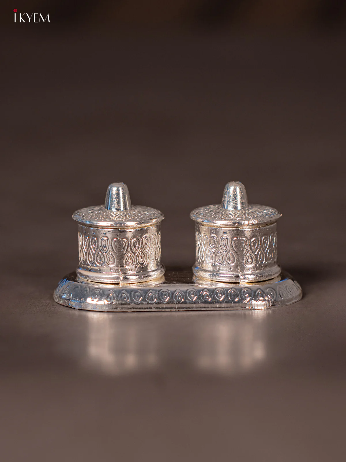 Elegant Silver Plated Haldi Kumkum Box - KG15113