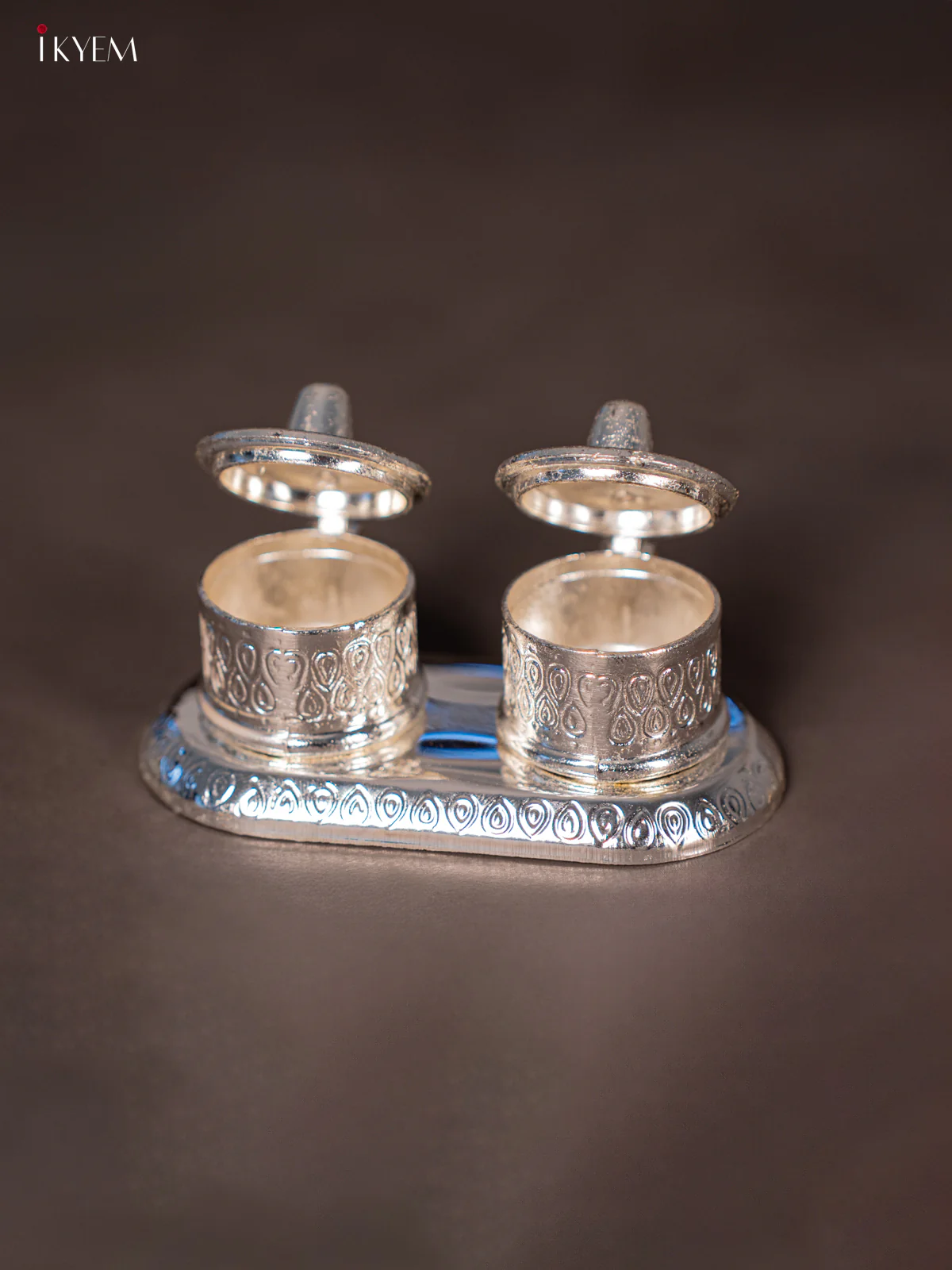 Elegant Silver Plated Haldi Kumkum Box - KG15113 - Image 4