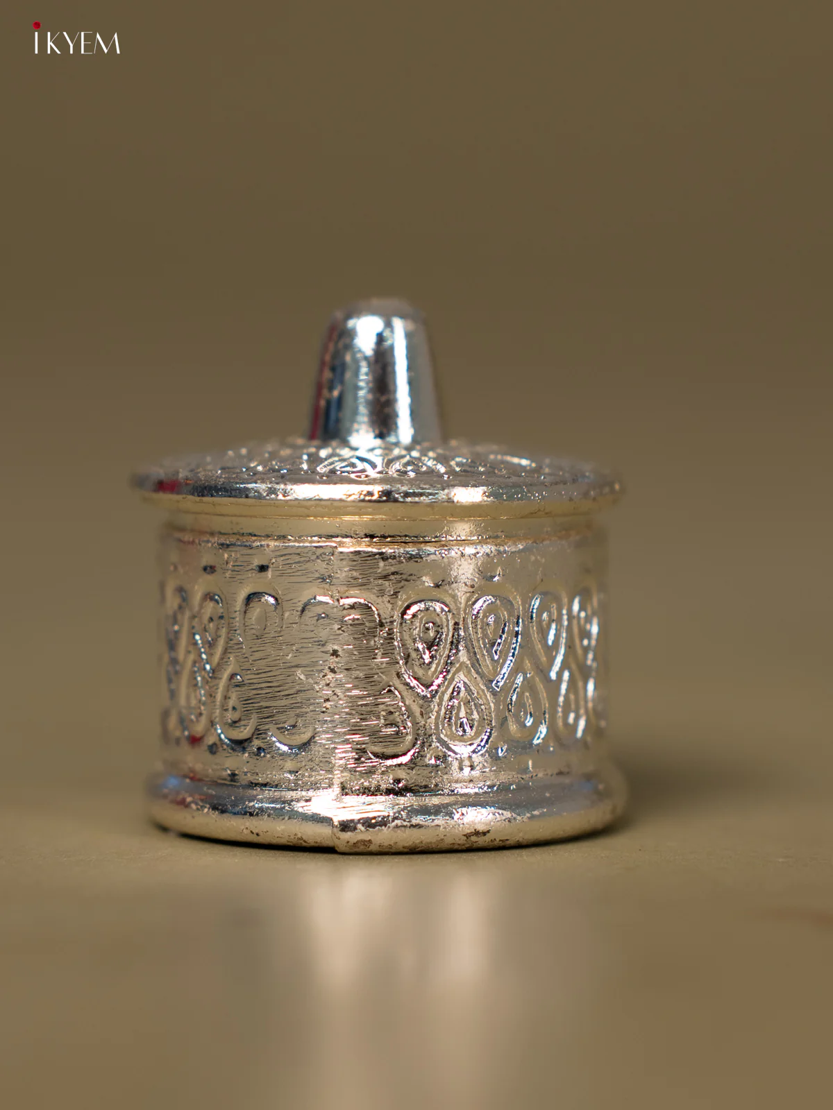 Traditional Silver Plated Kumkum Box - KG15114