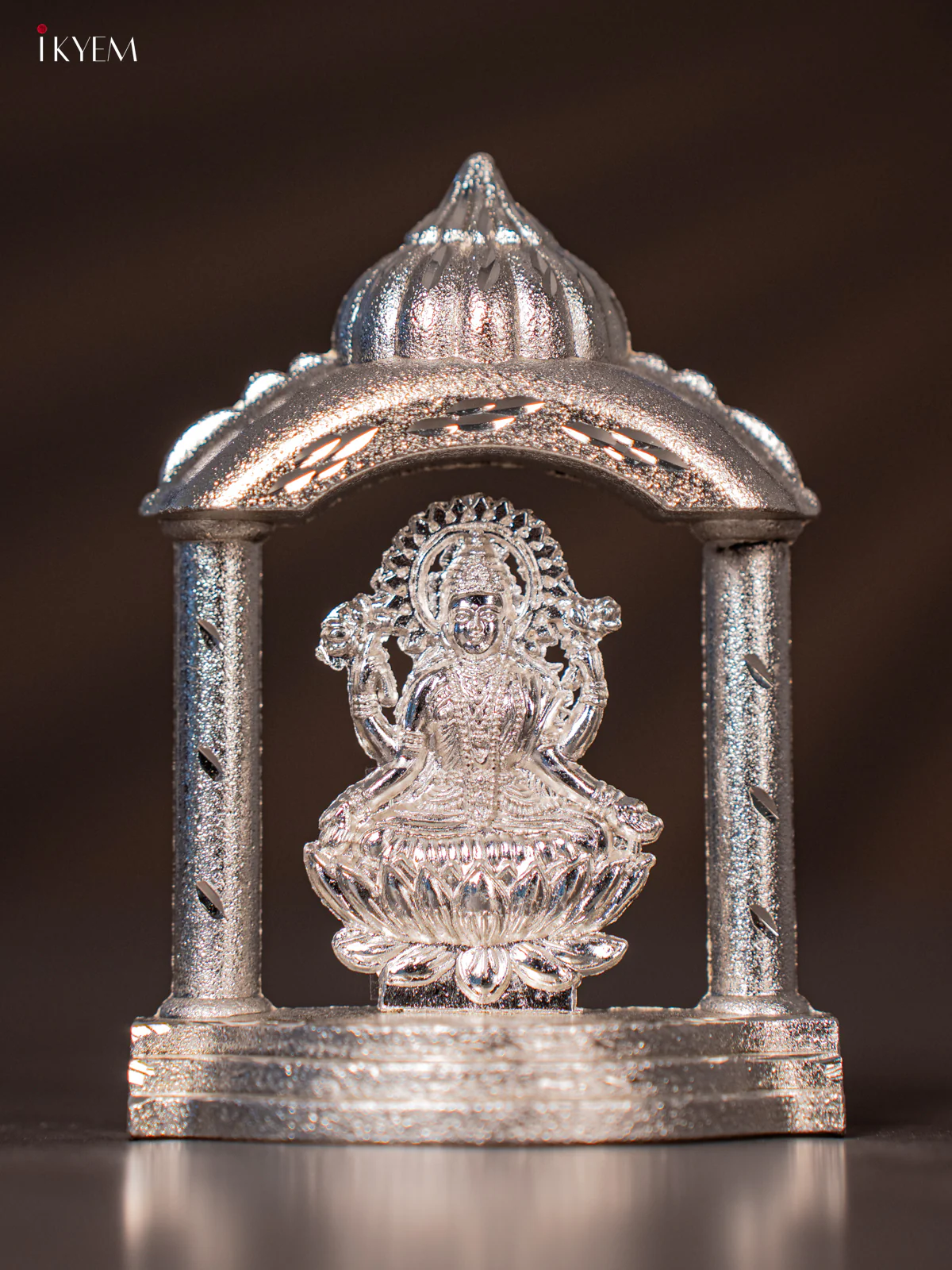 Elegant Silver Plated Goddess Lakshmi In Temple Frame - KG15118