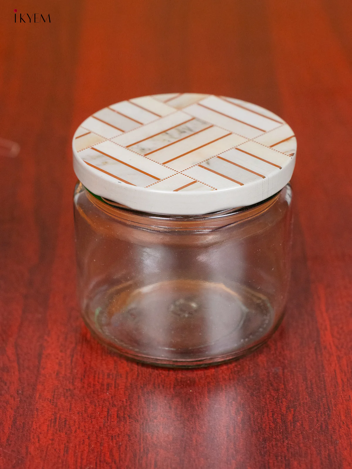 Glass Storage Jars With Elegant White Digital Printed Lid - KH28116