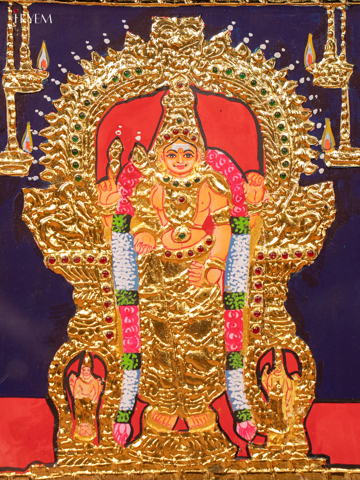 Divine Tanjore Painting Of Thiruchendur Murugan With Teak Wood Frame - KE27198 - Image 2