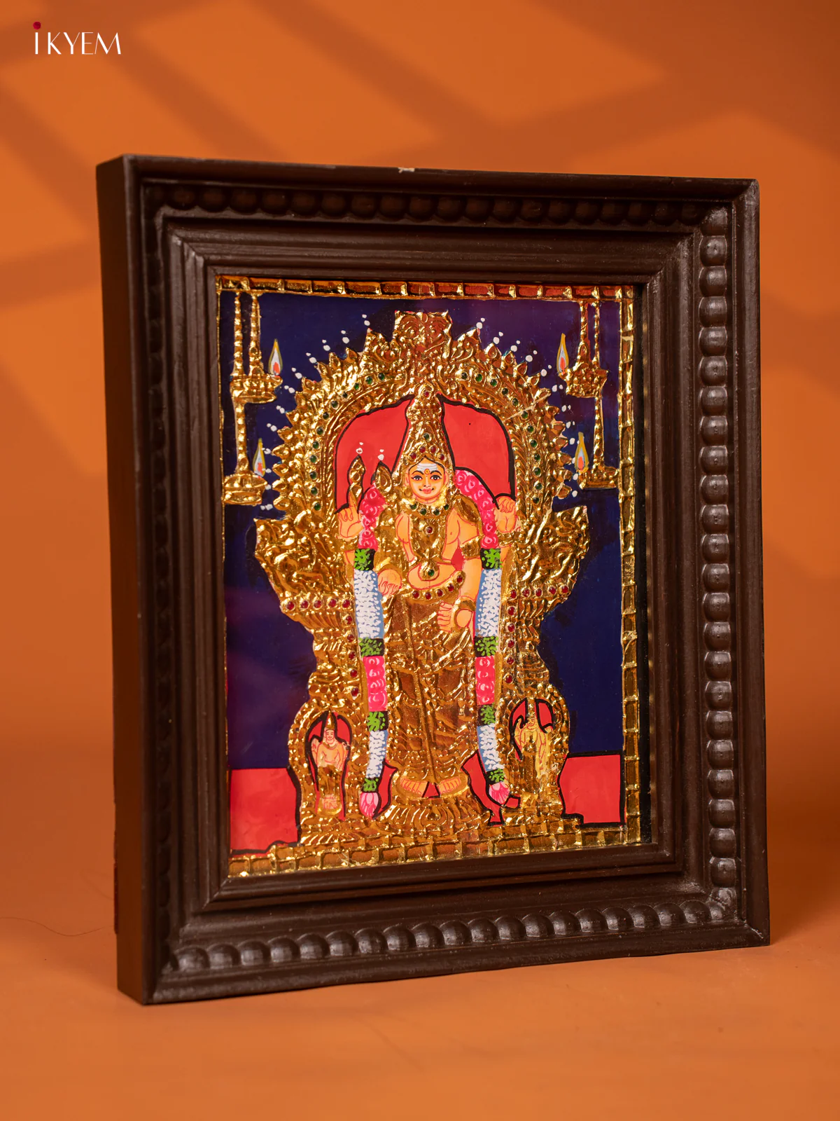 Divine Tanjore Painting Of Thiruchendur Murugan With Teak Wood Frame - KE27198 - Image 3