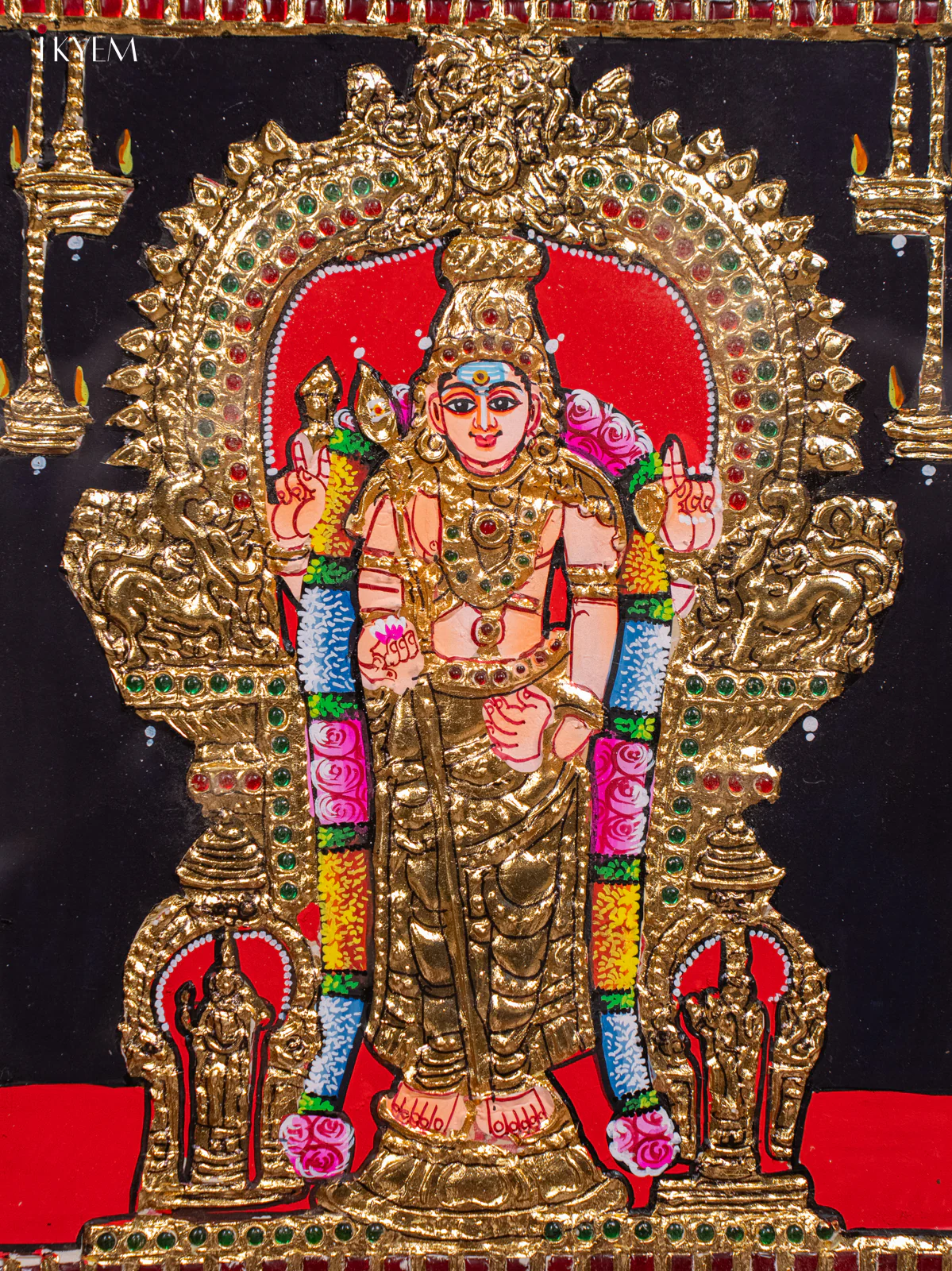 Tiruchendur Murugan Tanjore painting - (13x15) Inch - KH26162 - Image 3