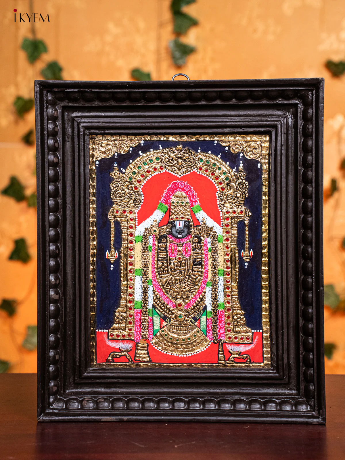 Divine Lord venkateswara Tanjore Painting in Teak Wood Frame (13x11 Inch) - KH26133