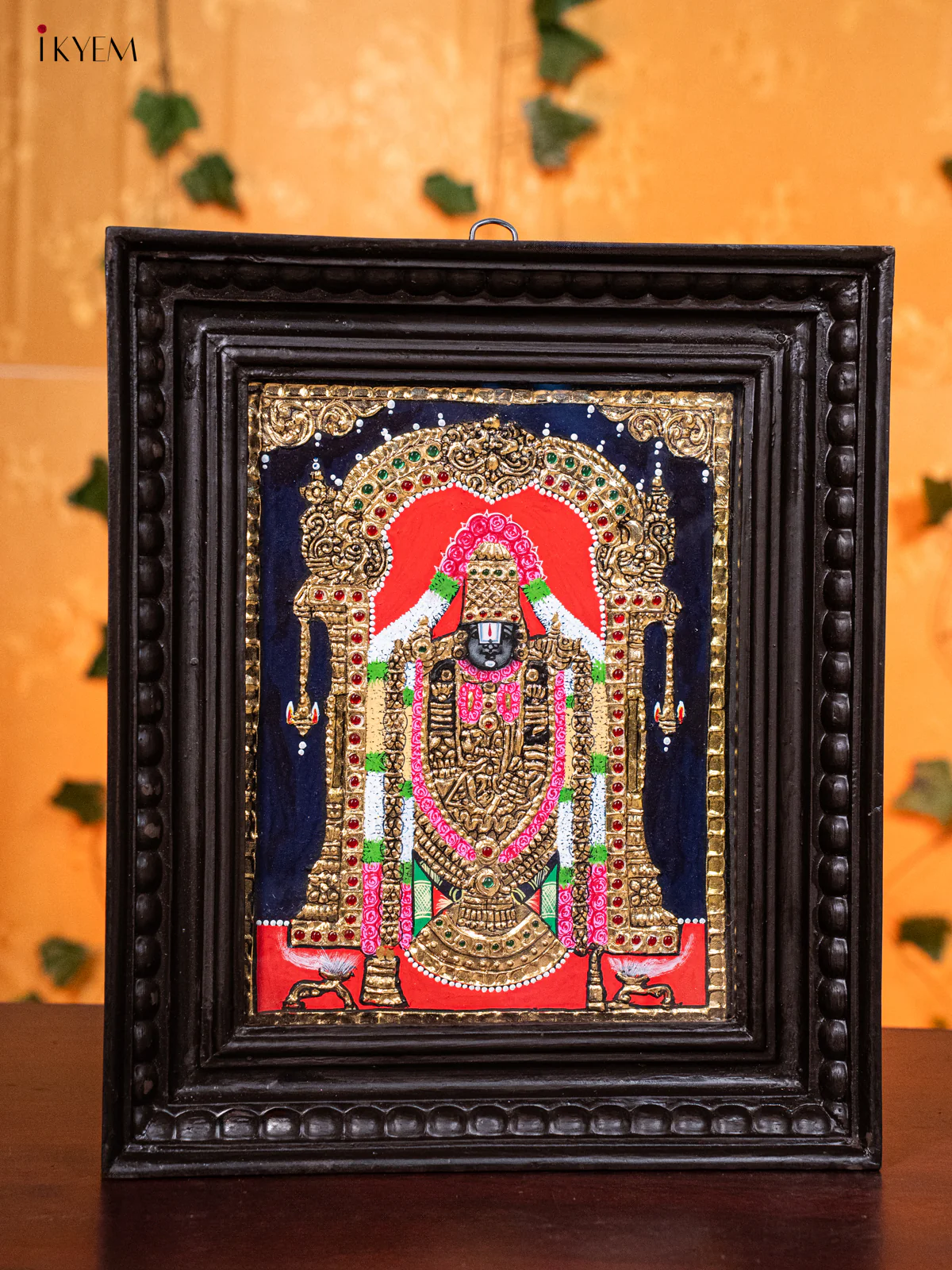 Divine Lord venkateswara Tanjore Painting in Teak Wood Frame (13x11 Inch) - KH26133 - Image 2