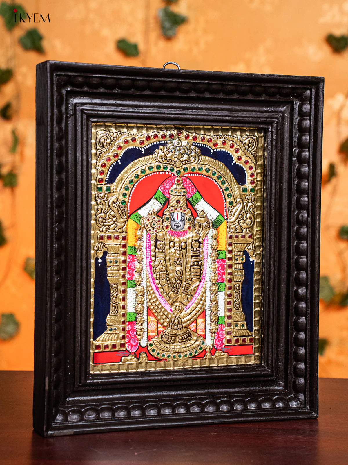 Lord venkateswara Tanjore Painting in Teak Wood Frame (13x11 Inch)- KH26134 - Image 2