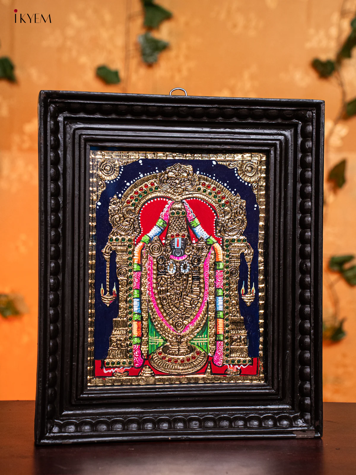 Glorious Tirupati Balaji Tanjore Painting in Teak Wood Frame (13x11 Inch) - KH26135 - Image 2