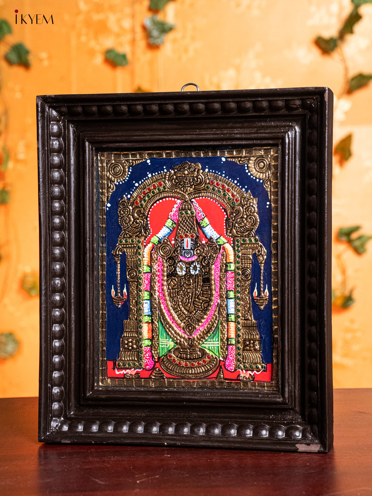 Glorious Tirupati Balaji Tanjore Painting in Teak Wood Frame (13x11 Inch) - KH26135 - Image 4