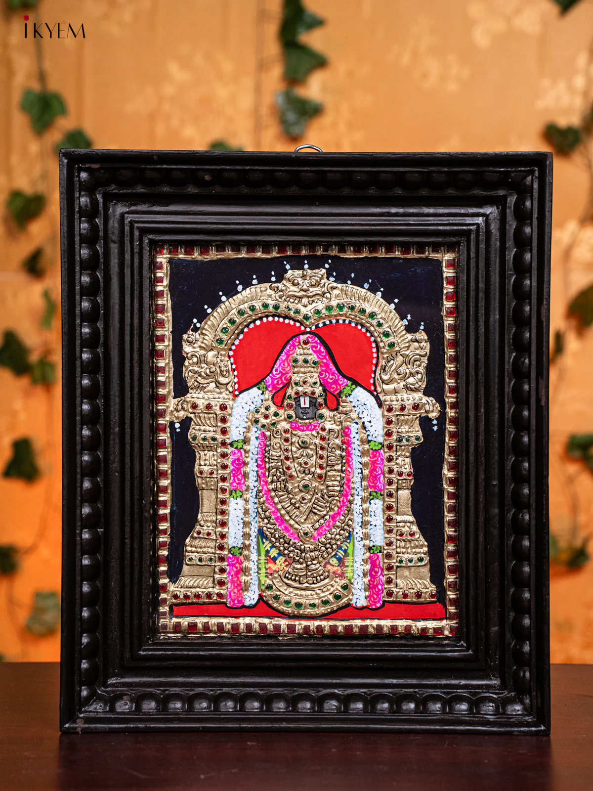 Timeless Tirupati Balaji Tanjore Painting in Teak Wood Frame (13x11 Inch) - KH26136