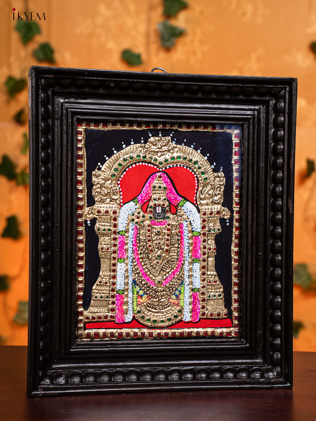 Timeless Tirupati Balaji Tanjore Painting in Teak Wood Frame (13x11 Inch) - KH26136 - Image 2