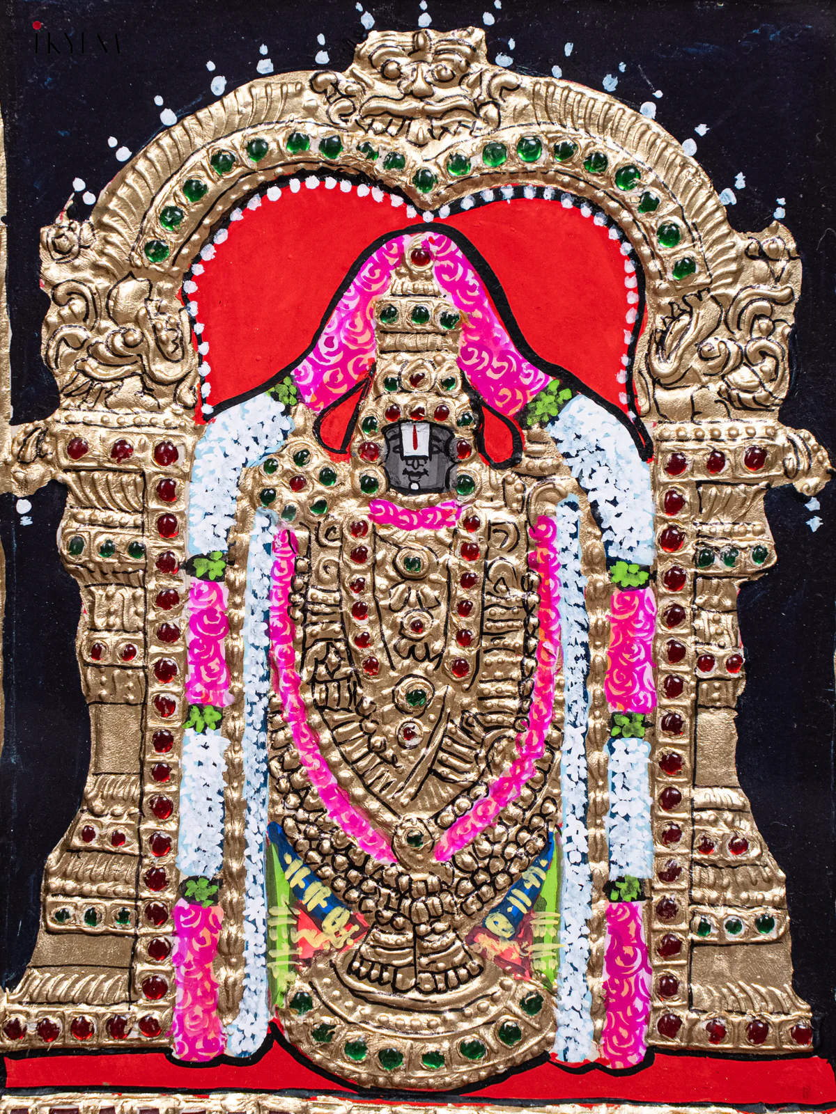 Timeless Tirupati Balaji Tanjore Painting in Teak Wood Frame (13x11 Inch) - KH26136 - Image 3