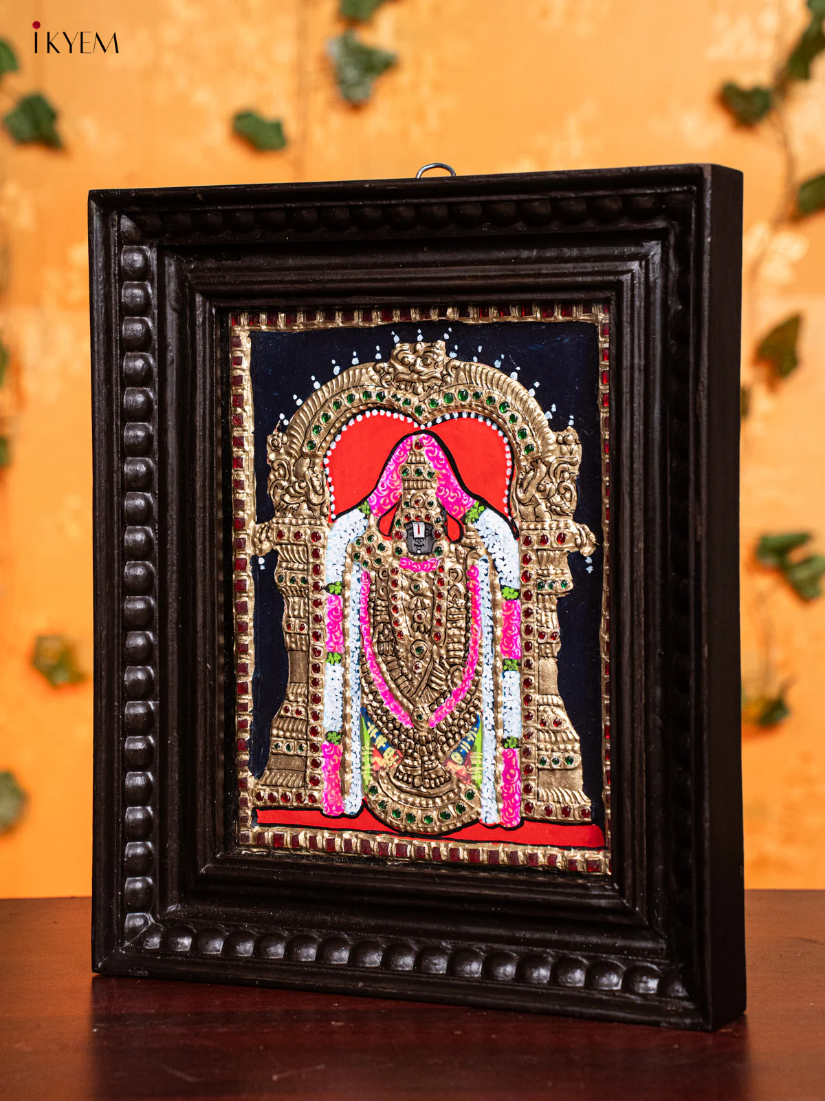Timeless Tirupati Balaji Tanjore Painting in Teak Wood Frame (13x11 Inch) - KH26136 - Image 4